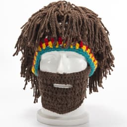 image-Halloween party spoof knit wool hats handmade beard men and women wig hats