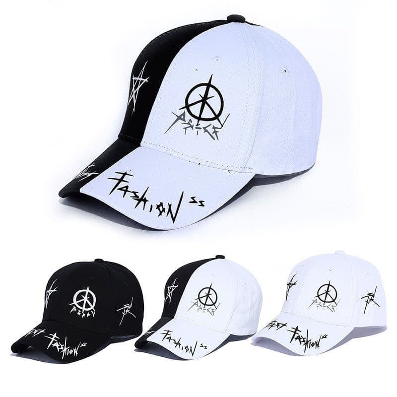 image-Custom Graffiti Snapback Baseball Caps Black And White Patchwork Men Women Hip Hop Fashion Casual Hat