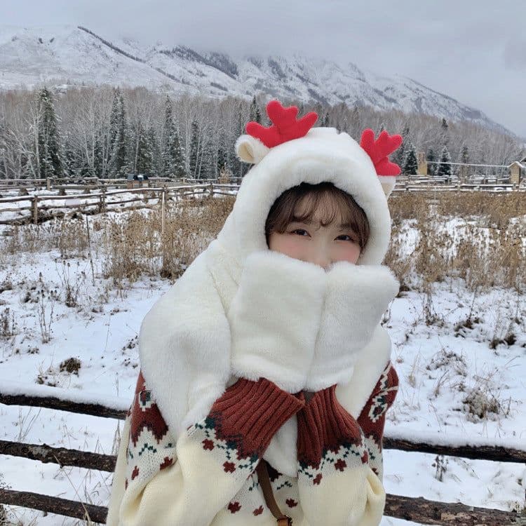 image-Scarf Sets Winter Easy To Match Warm Hat Scarves Gloves Kawaii Female Sets