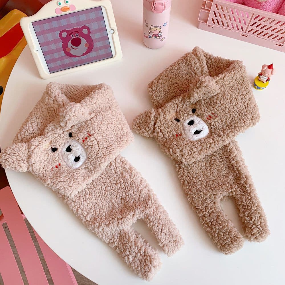 image-Winter Women Novelty Warm Cute Bear Plush Scarf Lamb Wool