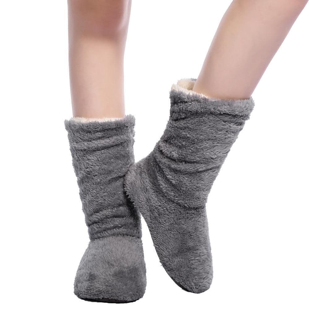 image-Dropshipping & Wholesale Women Plush Home shoe Coral Fleece Indoor Floor Sock Winter Foot Warmer Soft bottom slippers