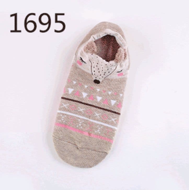 image-Cute Animals Cotton Short Socks Creative Cartoon Pure Socks Casual Funny Socks Spring Summer Fox Socks