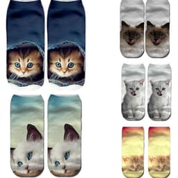 image-Popular Funny Unisex Short Socks 3D Cat Printed Anklet Socks Casual Socks