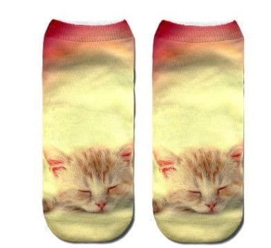image-Popular Funny Unisex Short Socks 3D Cat Printed Anklet Socks Casual Socks