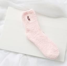 image-Japanese embroidery women's socks deer coral velvet socks plus velvet thickening home socks autumn and winter women's socks kittens warm socks