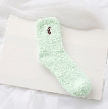 image-Japanese embroidery women's socks deer coral velvet socks plus velvet thickening home socks autumn and winter women's socks kittens warm socks