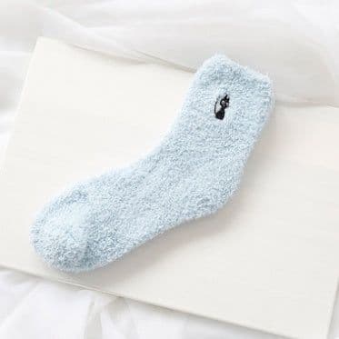 image-Japanese embroidery women's socks deer coral velvet socks plus velvet thickening home socks autumn and winter women's socks kittens warm socks