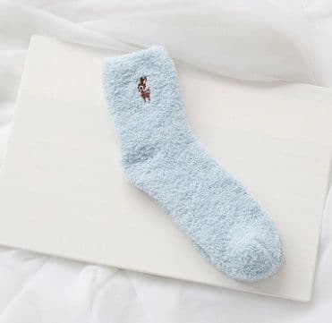 image-Japanese embroidery women's socks deer coral velvet socks plus velvet thickening home socks autumn and winter women's socks kittens warm socks