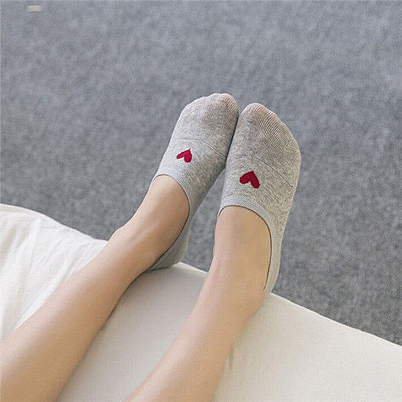 image-Heart Print Women's Socks Love Invisible Boat Socks Silicone Non-slip Short Socks