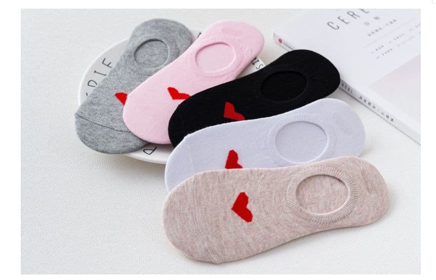 image-Heart Print Women's Socks Love Invisible Boat Socks Silicone Non-slip Short Socks