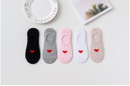image-Heart Print Women's Socks Love Invisible Boat Socks Silicone Non-slip Short Socks