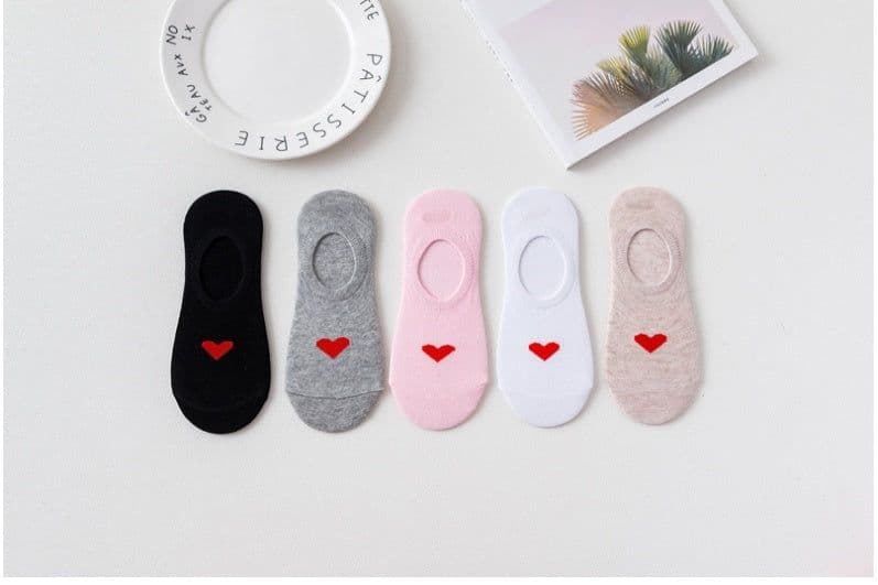 image-Heart Print Women's Socks Love Invisible Boat Socks Silicone Non-slip Short Socks