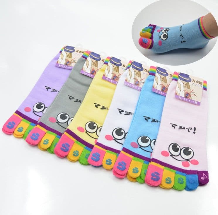 image-reative cartoon cute five-finger socks women's socks short paragraph ladies cotton toe socks