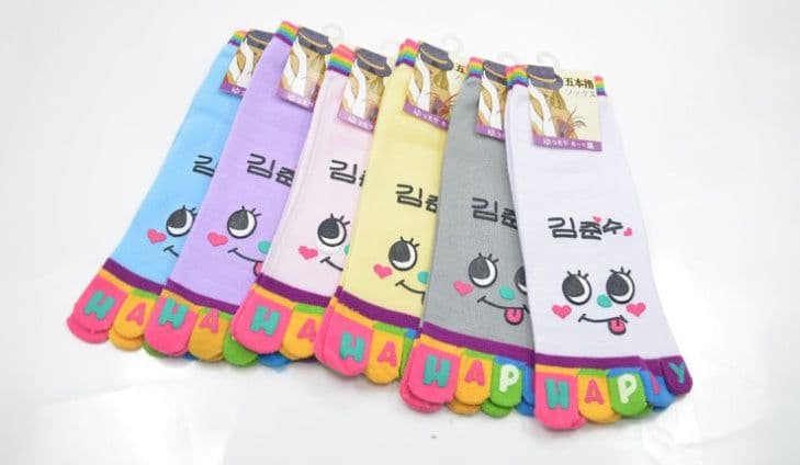 image-reative cartoon cute five-finger socks women's socks short paragraph ladies cotton toe socks