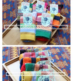 image-Vintage ethnic wind tube female socks horizontal strip double road socks cotton socks socks
