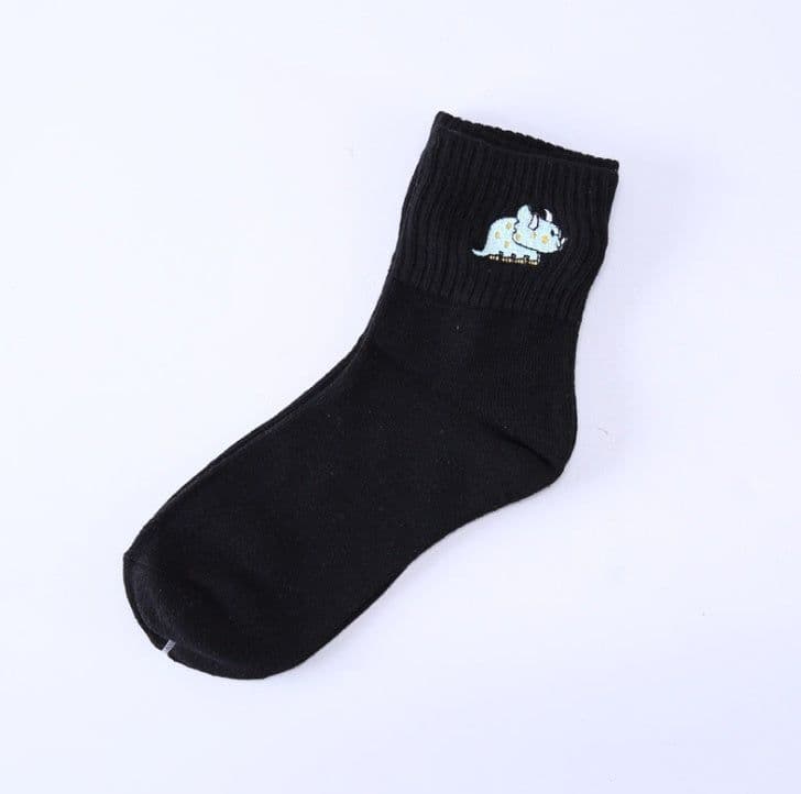 image-Cotton embroidered dinosaur ladies tube socks creative personality socks