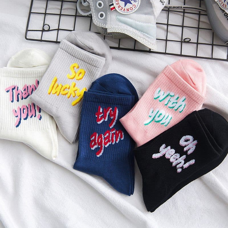 image-autumn and winter new tide socks female sports socks letter skateboard socks college wind cotton deodorant baseball socks
