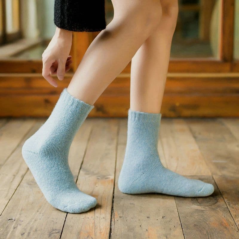 image-Autumn and winter new ladies rabbit wool socks women's tube socks Terry thick socks warm solid color pull socks