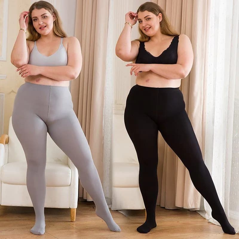 image-Women Striped Pantyhose Plus Size High Waist Anti-hook Black Tights Warm Seamless Tights Of Large Sizes