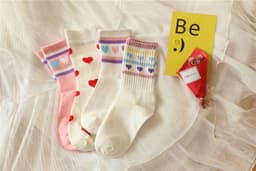 image-Lovely jacquard cotton socks heart tube socks breathable