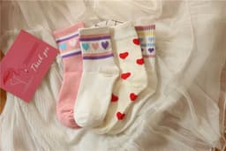 image-Lovely jacquard cotton socks heart tube socks breathable