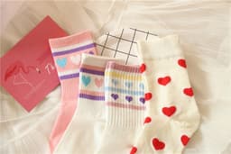 image-Lovely jacquard cotton socks heart tube socks breathable