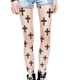 image-Crack cross 3d print pantyhose thin summer tattoo pantyhose wholesales