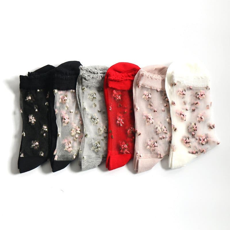 image-Jacquard crystal socks