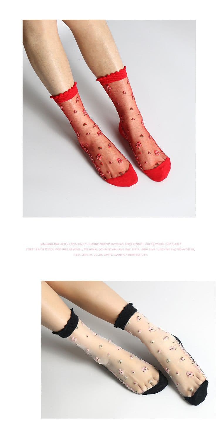 image-Jacquard crystal socks