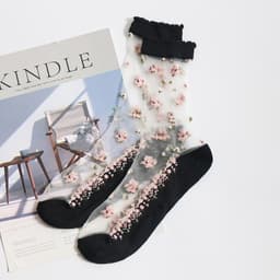image-Jacquard crystal socks