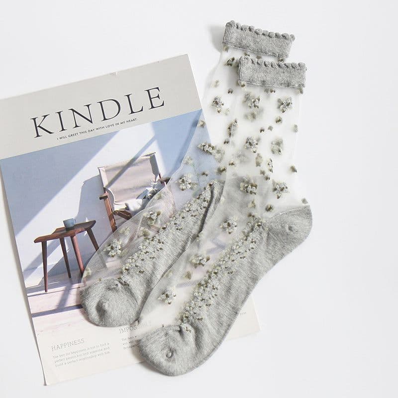 image-Jacquard crystal socks