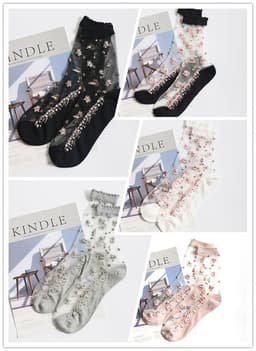image-Jacquard crystal socks