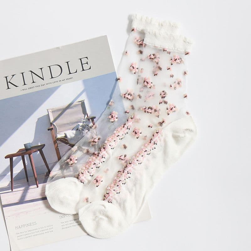 image-Jacquard crystal socks