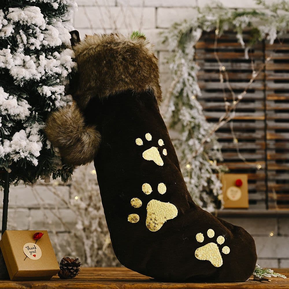 image-Flannel Pearl Snowflake Christmas Stocking White
