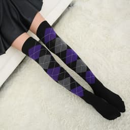 image-Style diamond plaid over the knee stockings