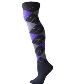 image-Style diamond plaid over the knee stockings