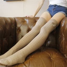 image-Lace stockings and cotton stockings