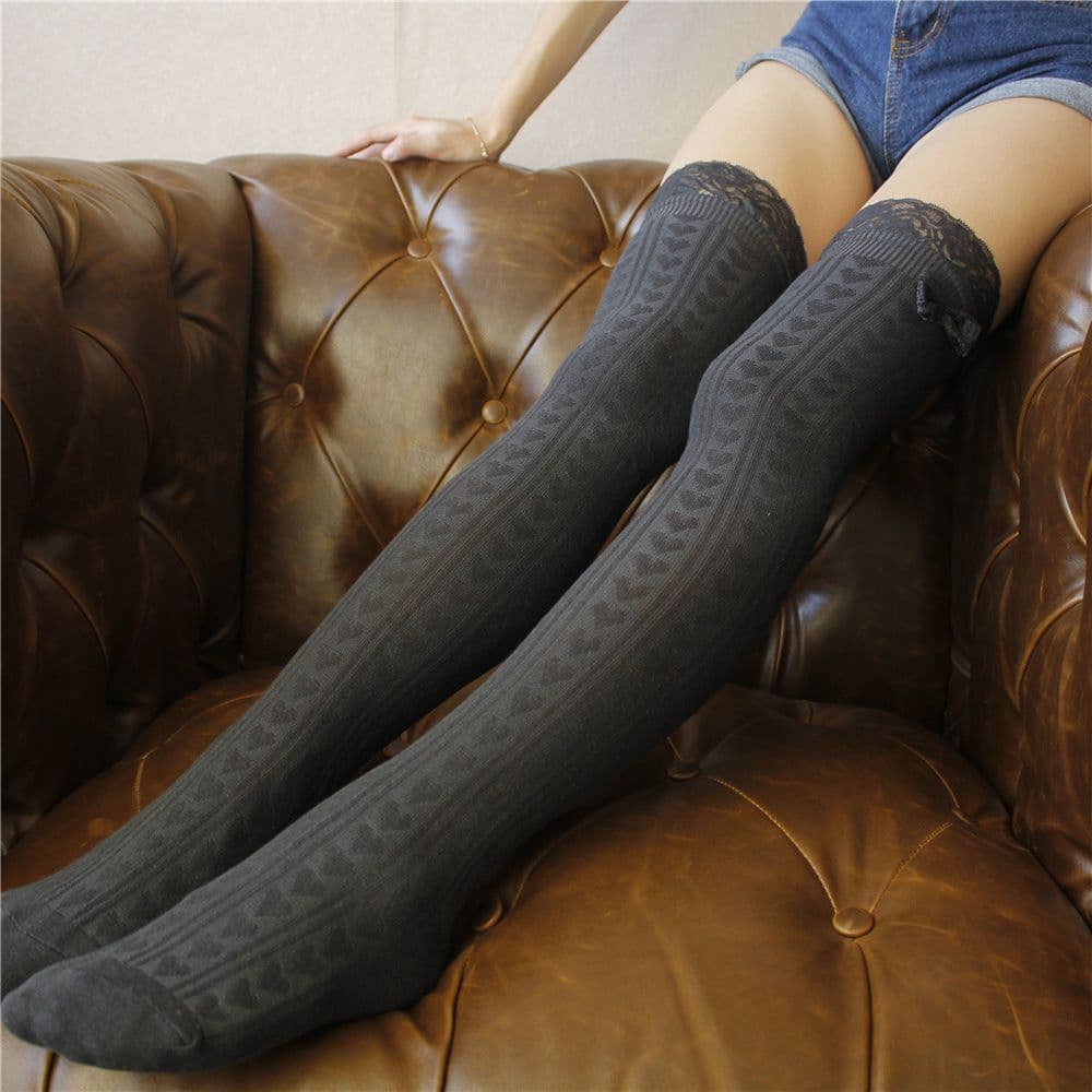 image-Lace stockings and cotton stockings