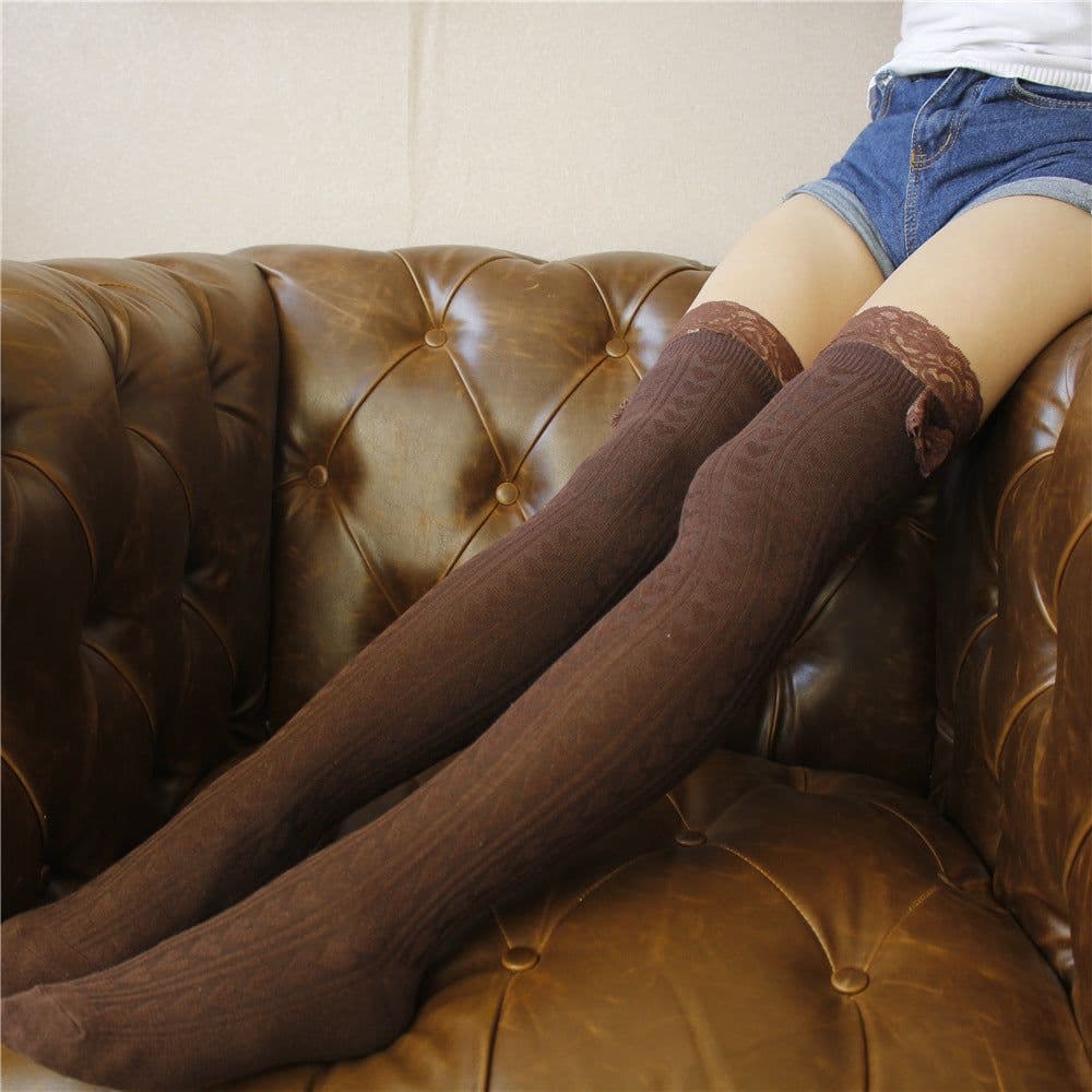 image-Lace stockings and cotton stockings