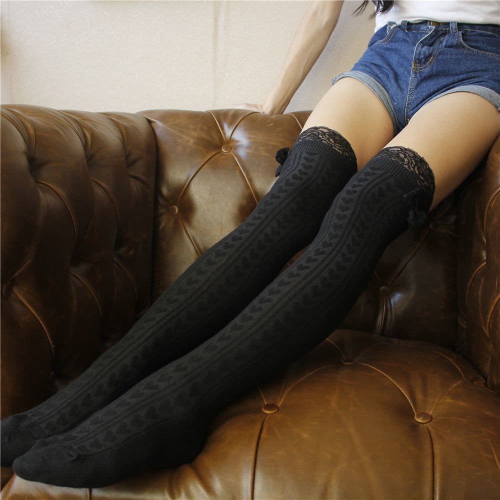 image-Lace stockings and cotton stockings