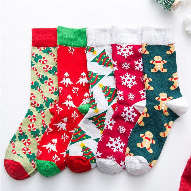 image-Christmas series cartoon couple socks cute cotton socks
