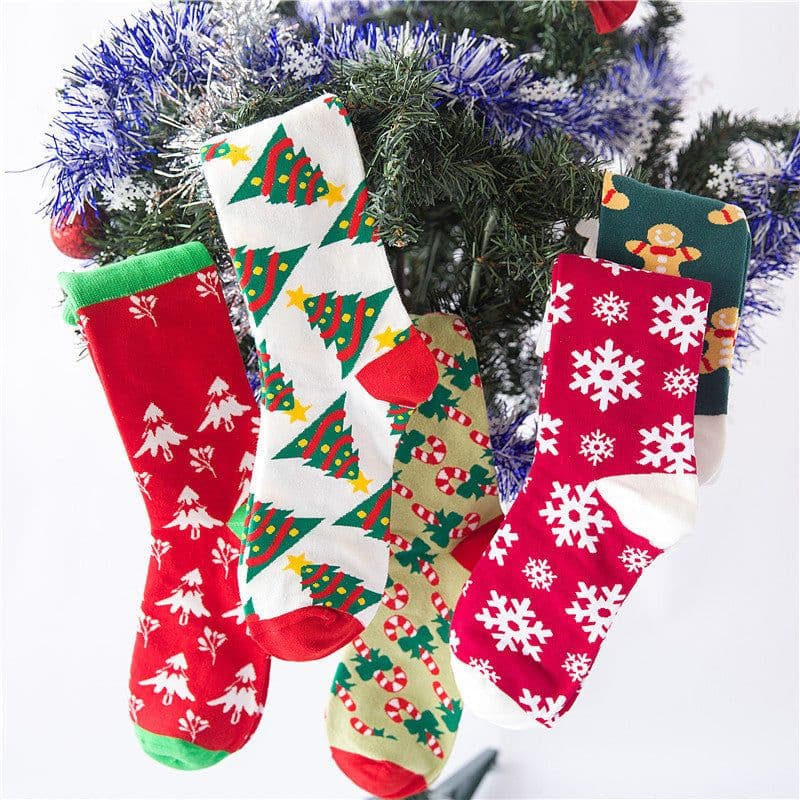 image-Christmas series cartoon couple socks cute cotton socks