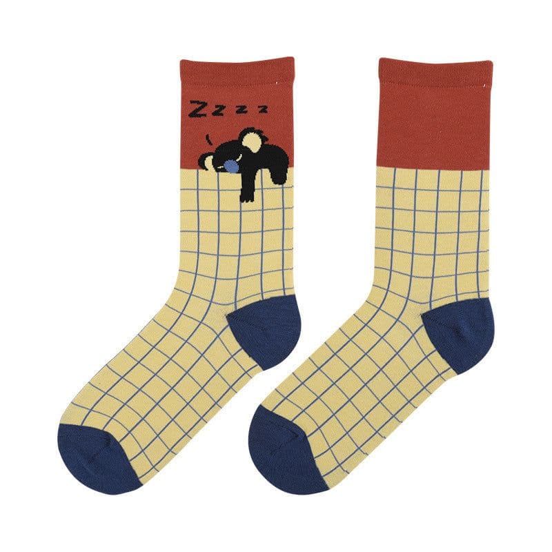 image-Zoo cartoon illustration female socks cute trendy socks cotton socks in tube socks