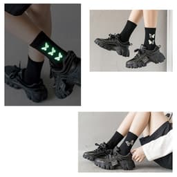 image-Black socks women luminous butterfly tube socks