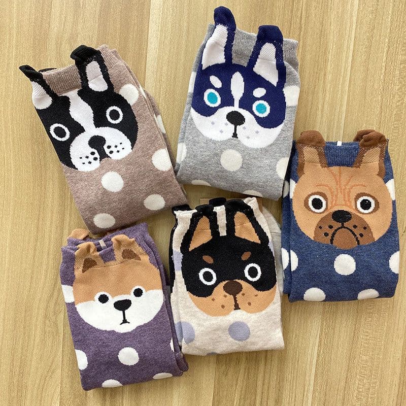 image-Cute cartoon polka dot puppy in tube socks women socks cotton socks