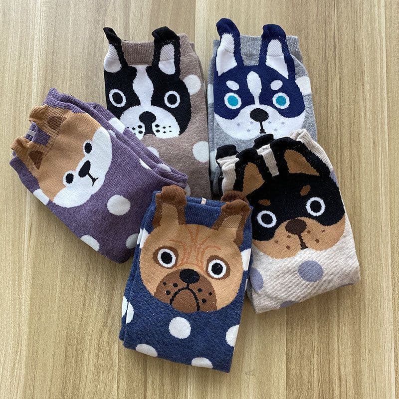 image-Cute cartoon polka dot puppy in tube socks women socks cotton socks