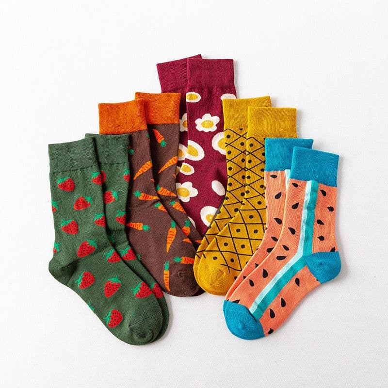 image-Fruit tube women's socks Jacquard cartoon Japanese women's socks