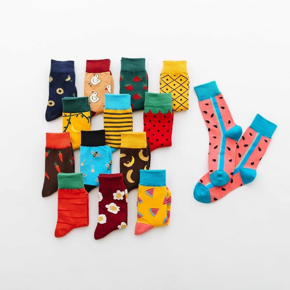 image-Fruit tube women's socks Jacquard cartoon Japanese women's socks