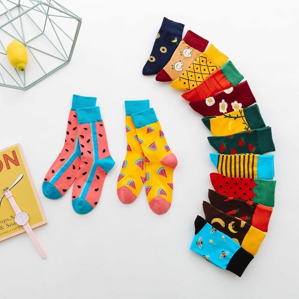 image-Fruit tube women's socks Jacquard cartoon Japanese women's socks