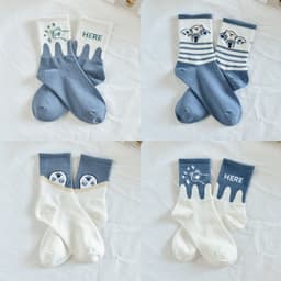 image-Cute Japanese Cartoon Blue Striped Stockings